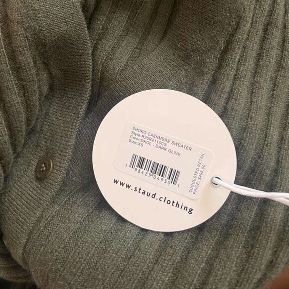 NWT STAUD Shoko Cashmere Knit Sweater Midi Dress XSmall/Medium Dark Olive - Picture 8 of 8